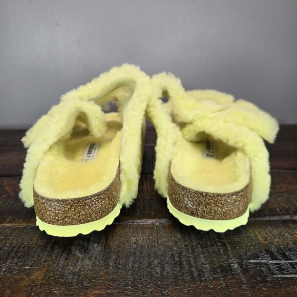 Birkenstock Arizona Shearling Womens 8 EU 39 Narrow Sandals Yellow Brown - Picture 4 of 10